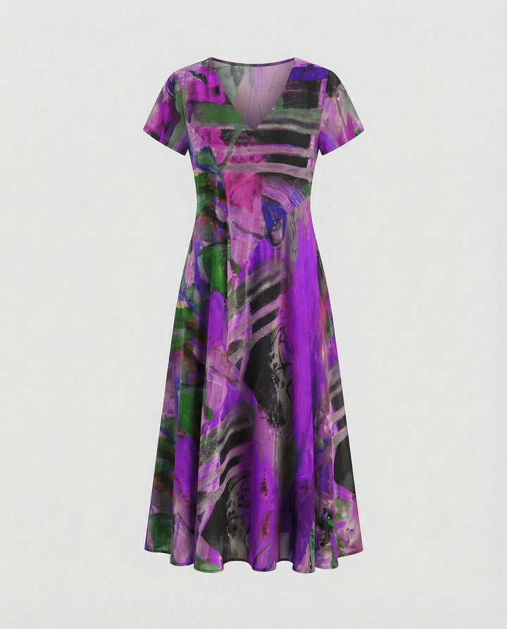 Leisure dress women midi dress flared skirt
