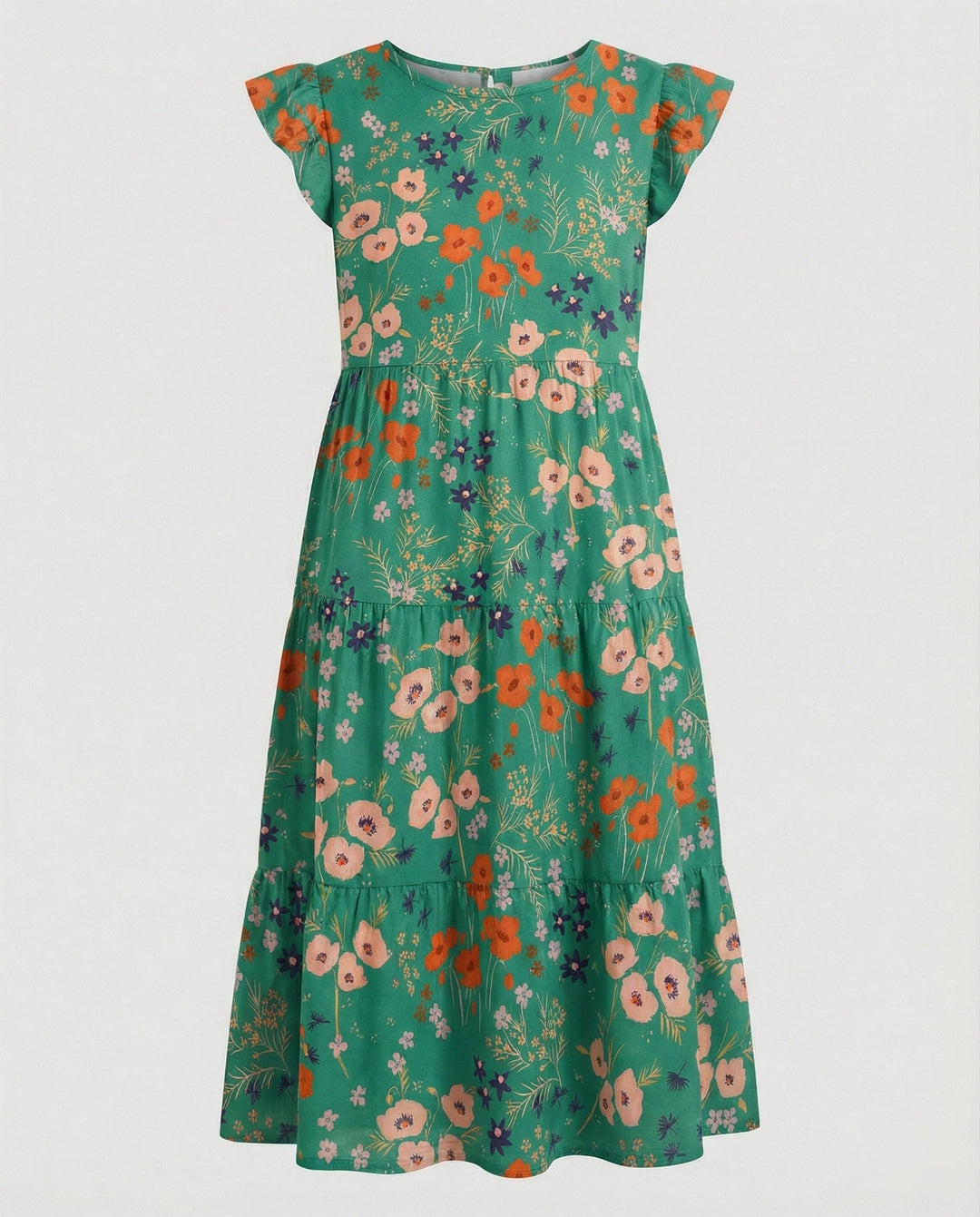 Women’s knee-length summer dress with ruffle