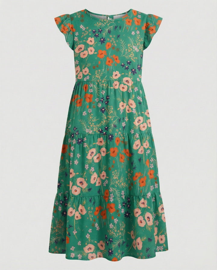 Women’s knee-length summer dress with ruffle