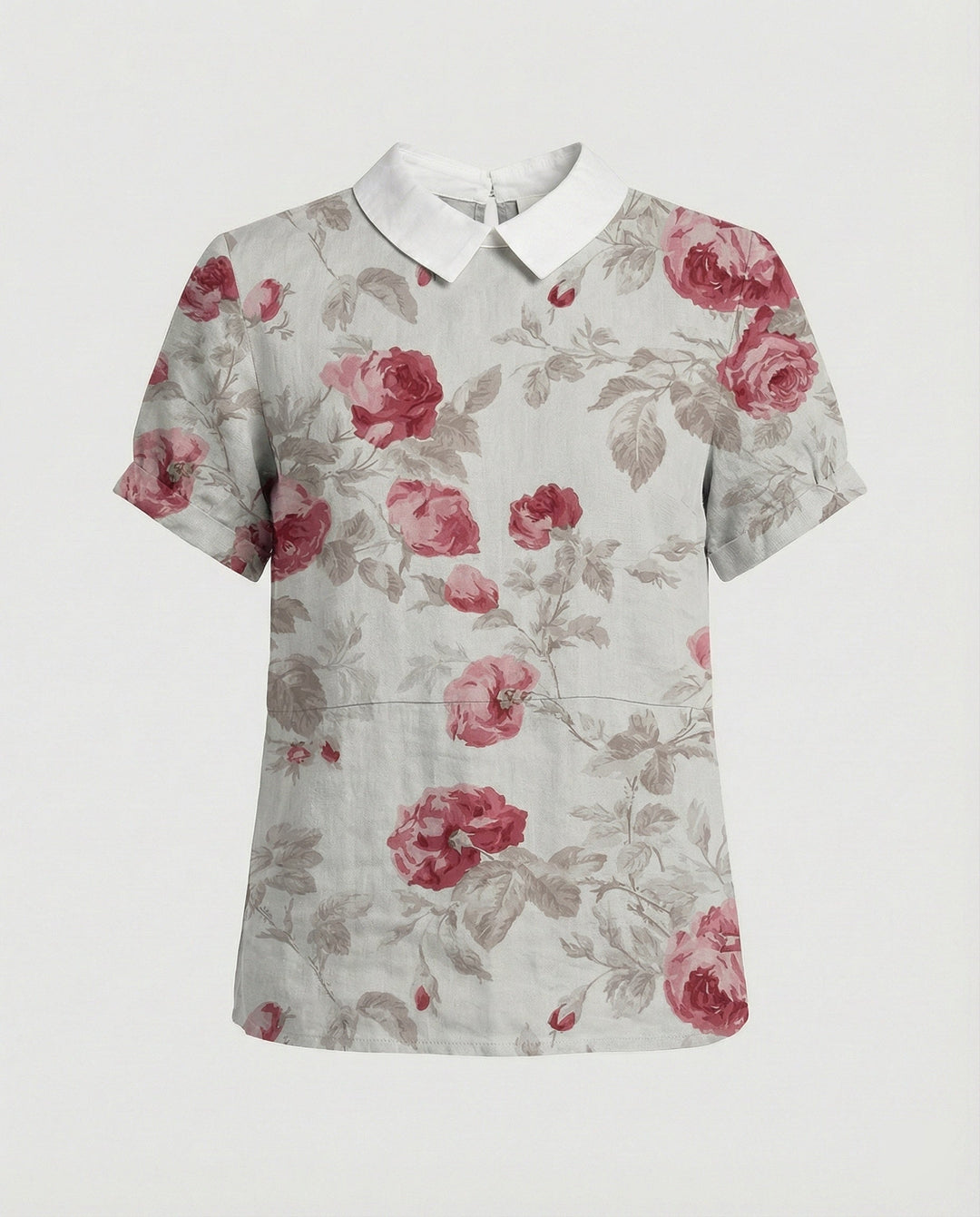 Ladies Blouse Linen Peter Pan Collar