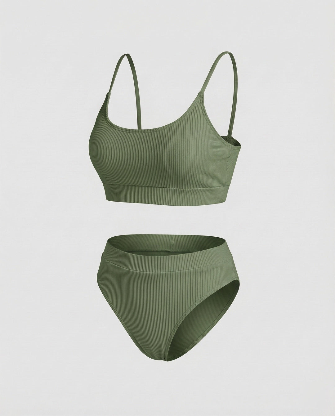 Ladies Rib Bikini Set Spaghetti Strap Bustier