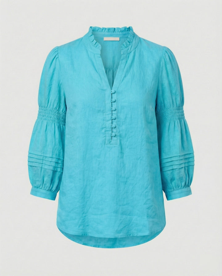 Ladies Tunic Linen with Balloon Sleeves