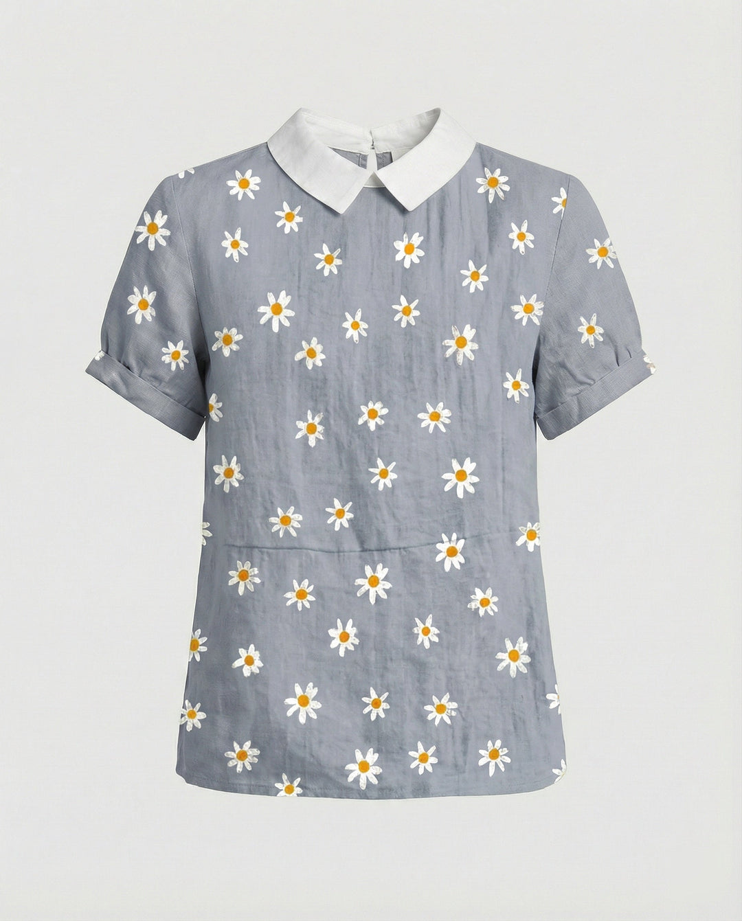 Ladies Blouse Linen Peter Pan Collar