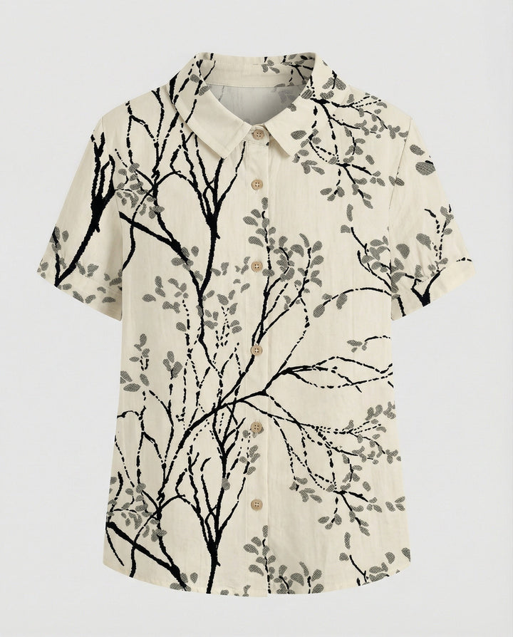 Ladies Blouse Linen Peter Pan Collar