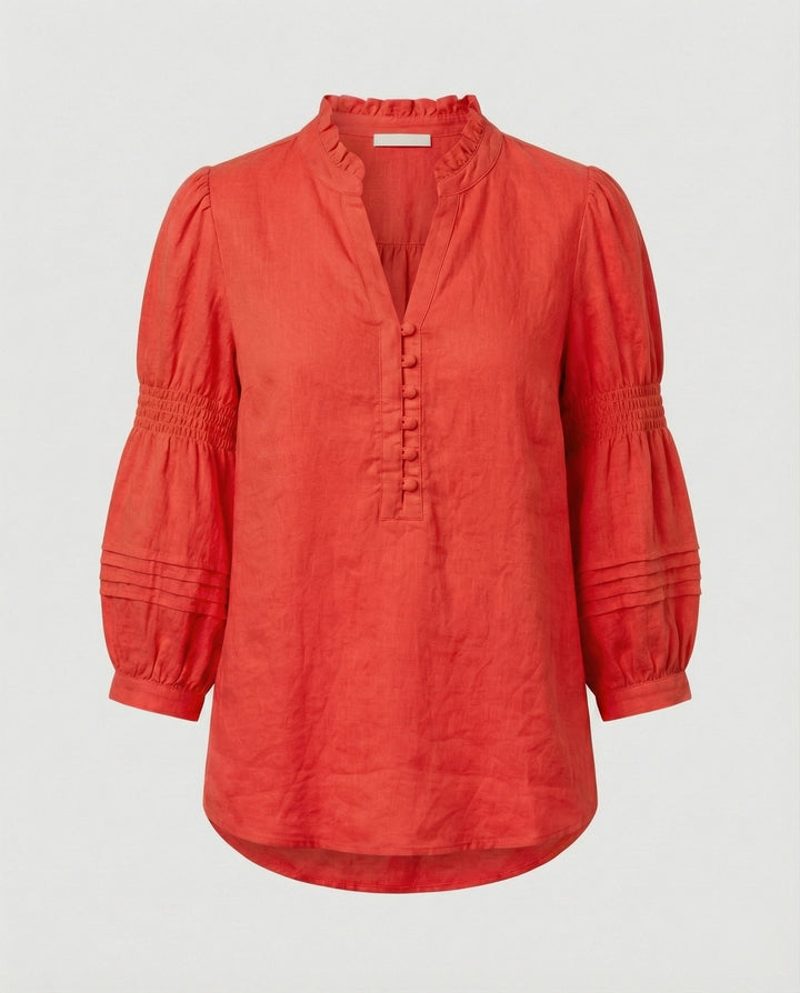 Ladies Tunic Linen with Balloon Sleeves