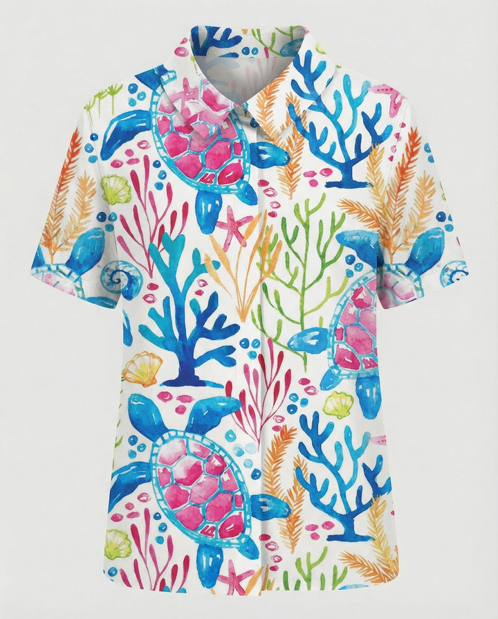 Ladies Blouse Linen Peter Pan Collar