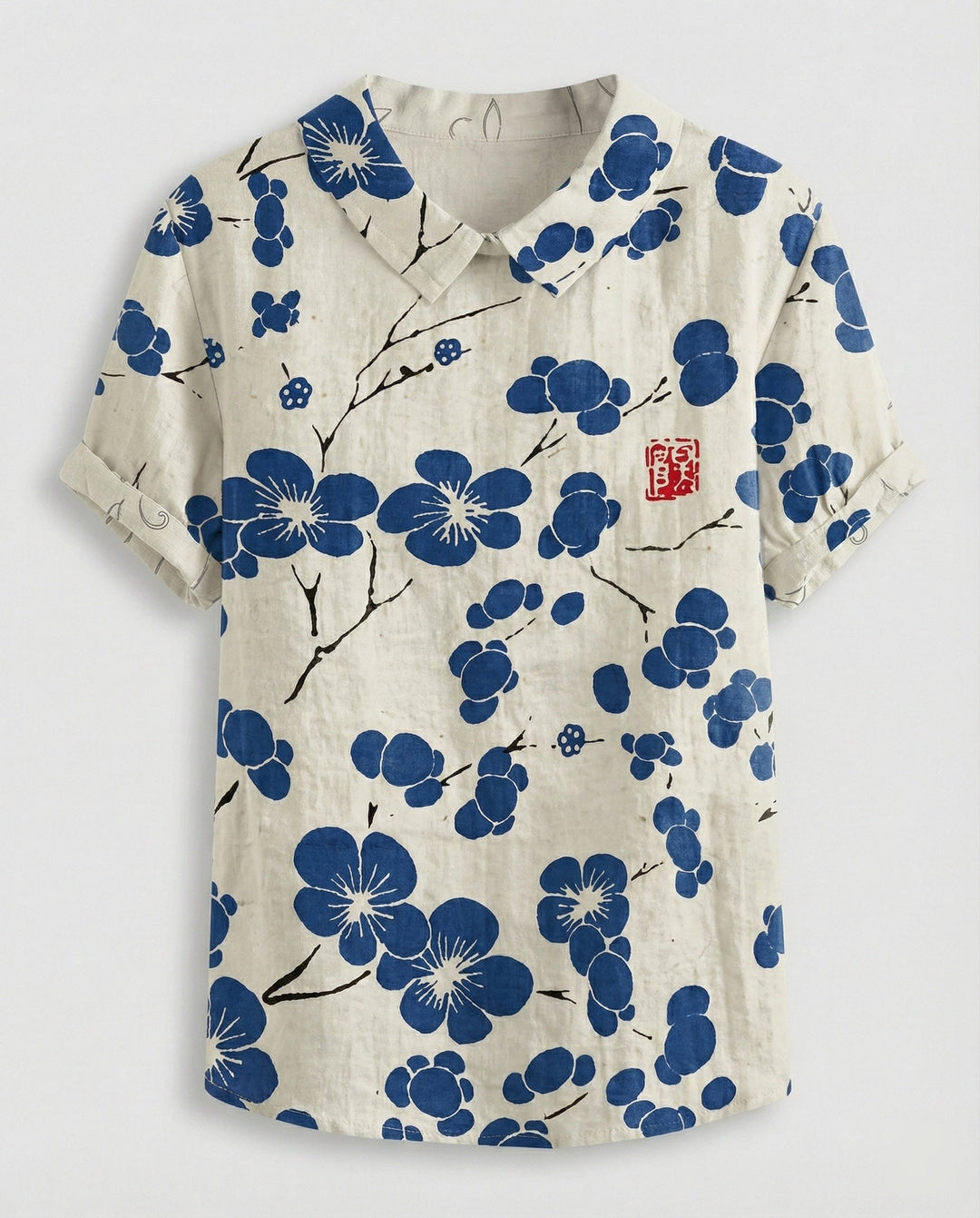 Ladies Blouse Linen Peter Pan Collar