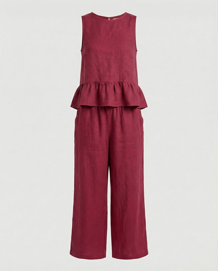 Ladies Two-Piece Set Ruffle Top & Palazzo Pants