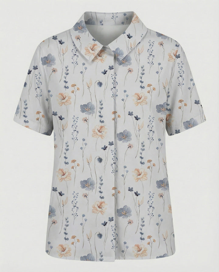 Ladies Blouse Linen Peter Pan Collar