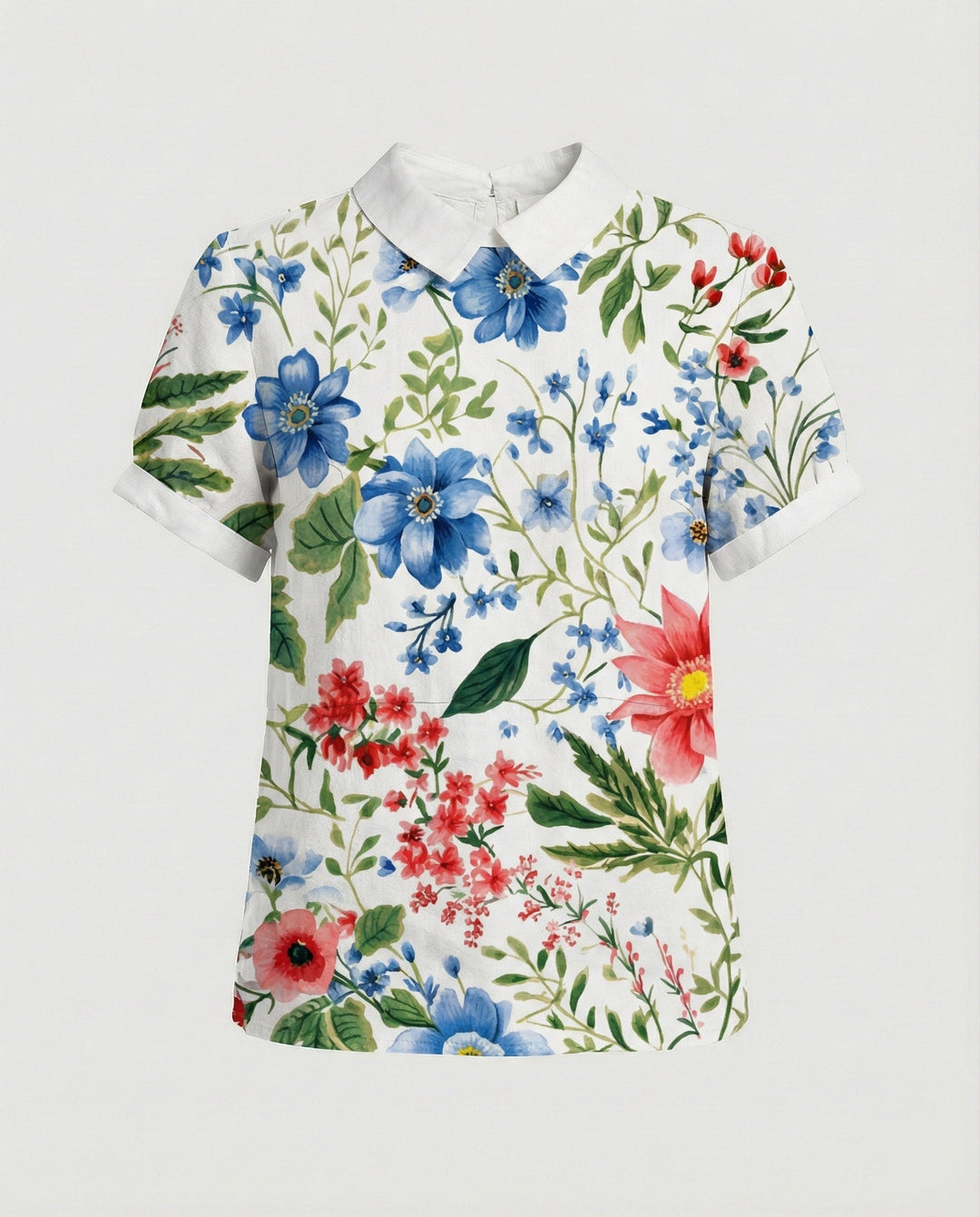 Ladies Blouse Linen Peter Pan Collar