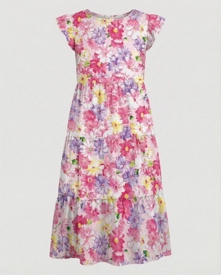 Women’s knee-length summer dress with ruffle