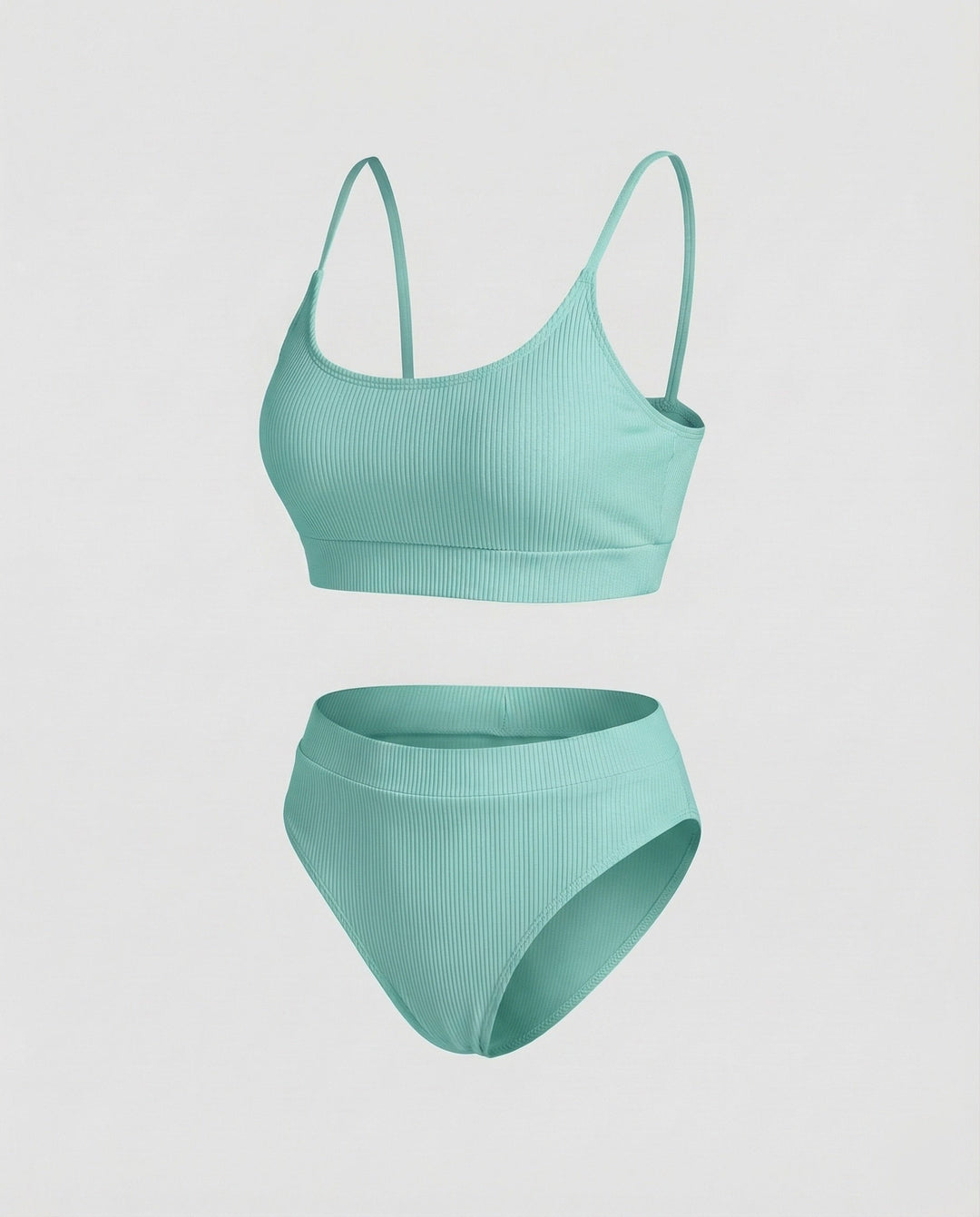 Women's Ribbed Bikini Set Spaghetti Strap Bustier