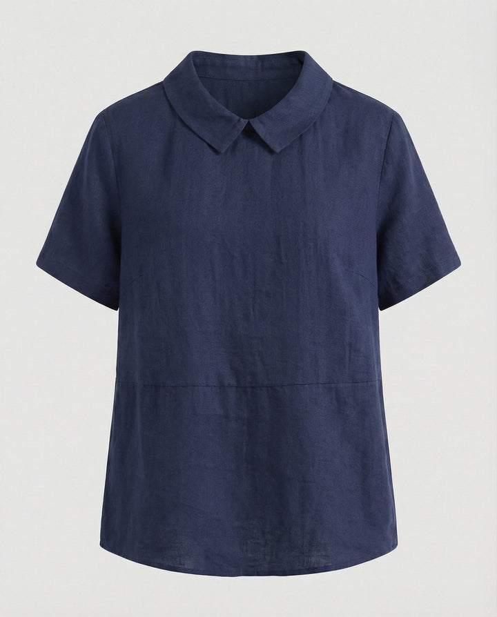 Ladies Blouse Linen Peter Pan Collar