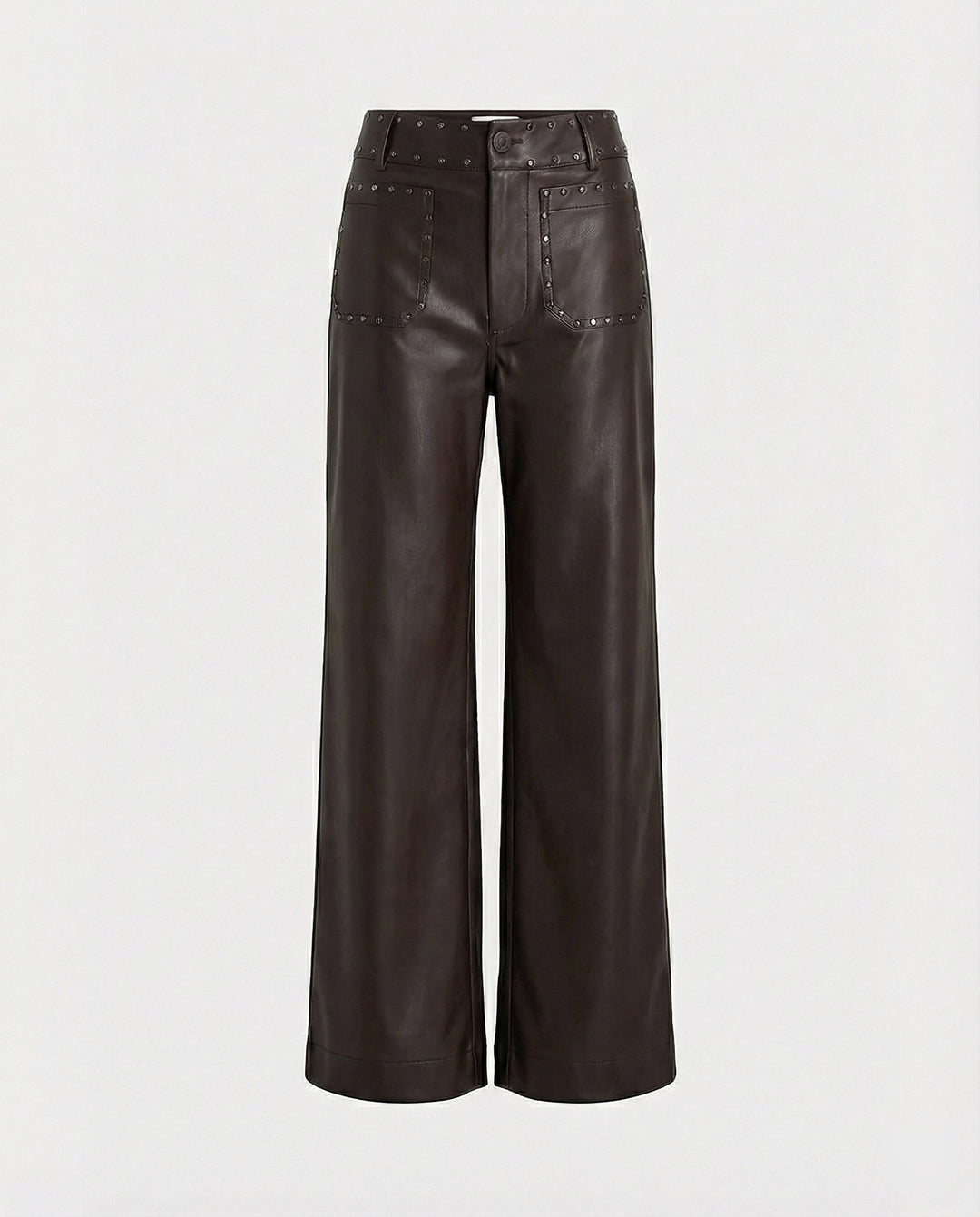 Ladies trendy faux leather pants with studs
