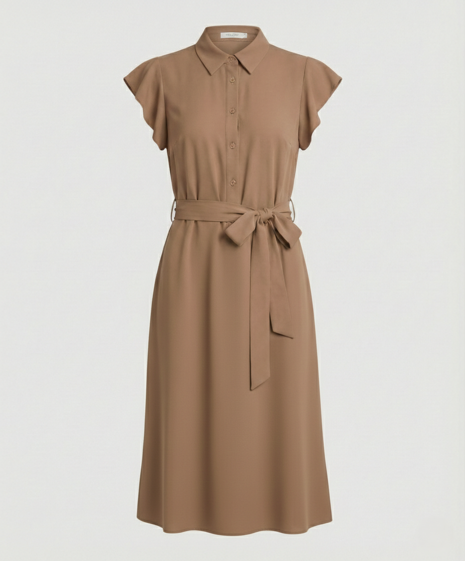 Ladies' midi dress elegant with stand-up collar