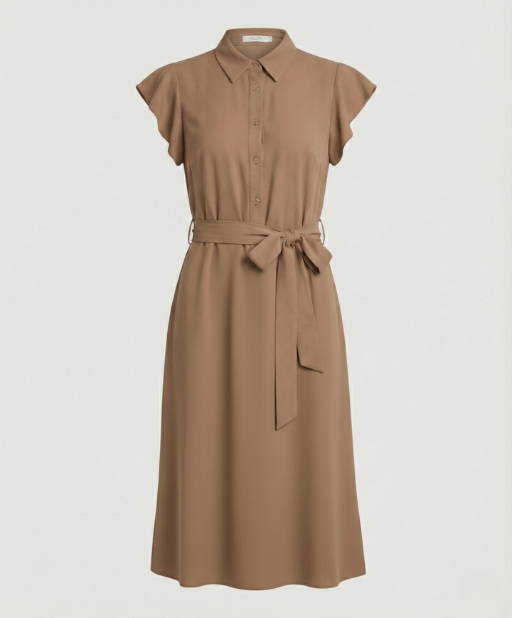 Ladies' midi dress elegant with stand-up collar