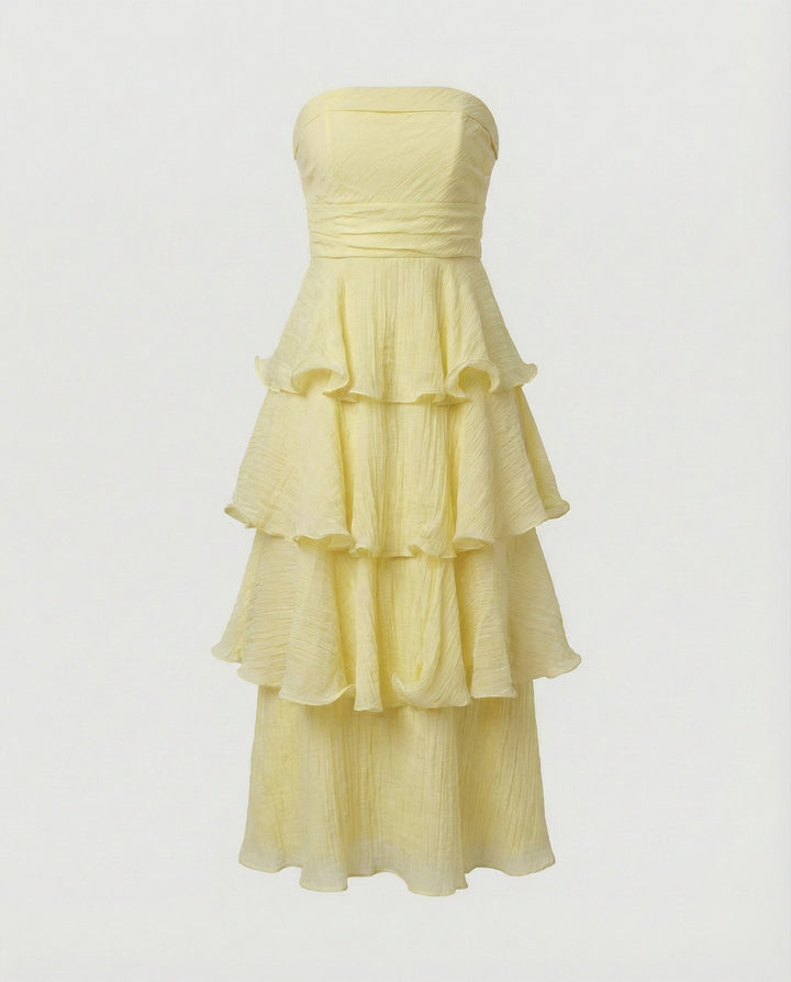 Women’s Bandeau Maxi Dress with Ruffles