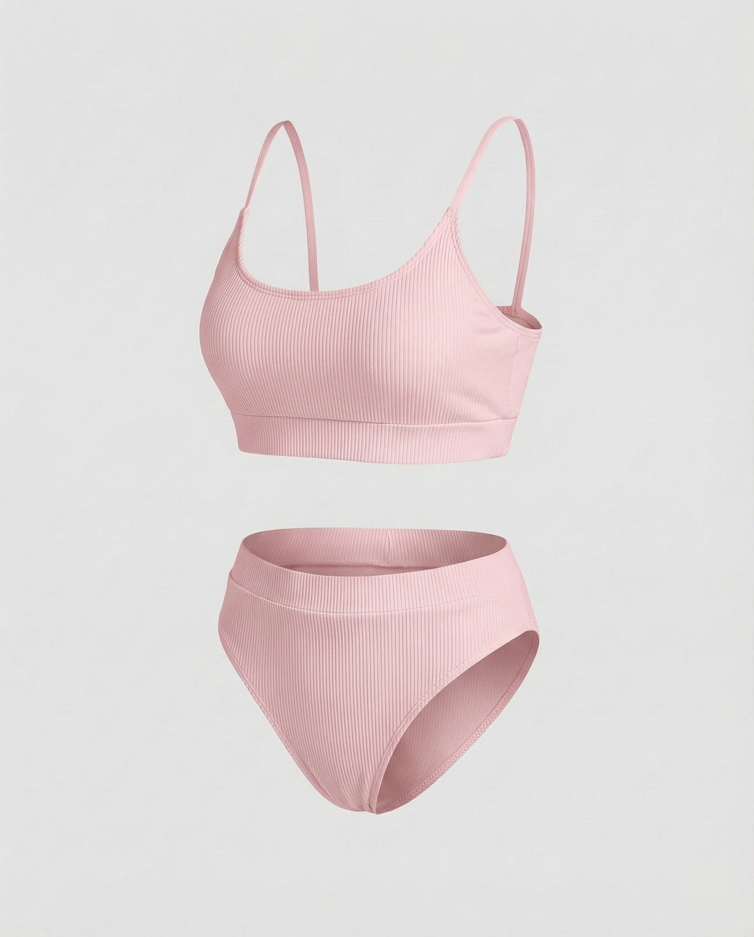 Women's Ribbed Bikini Set Spaghetti Strap Bustier