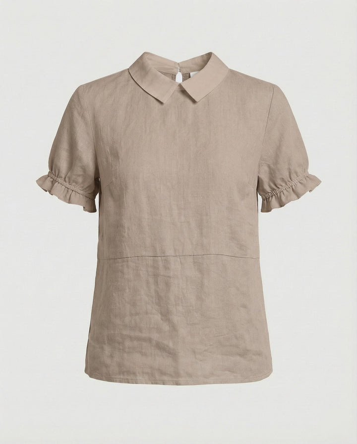 Ladies Blouse Linen Peter Pan Collar