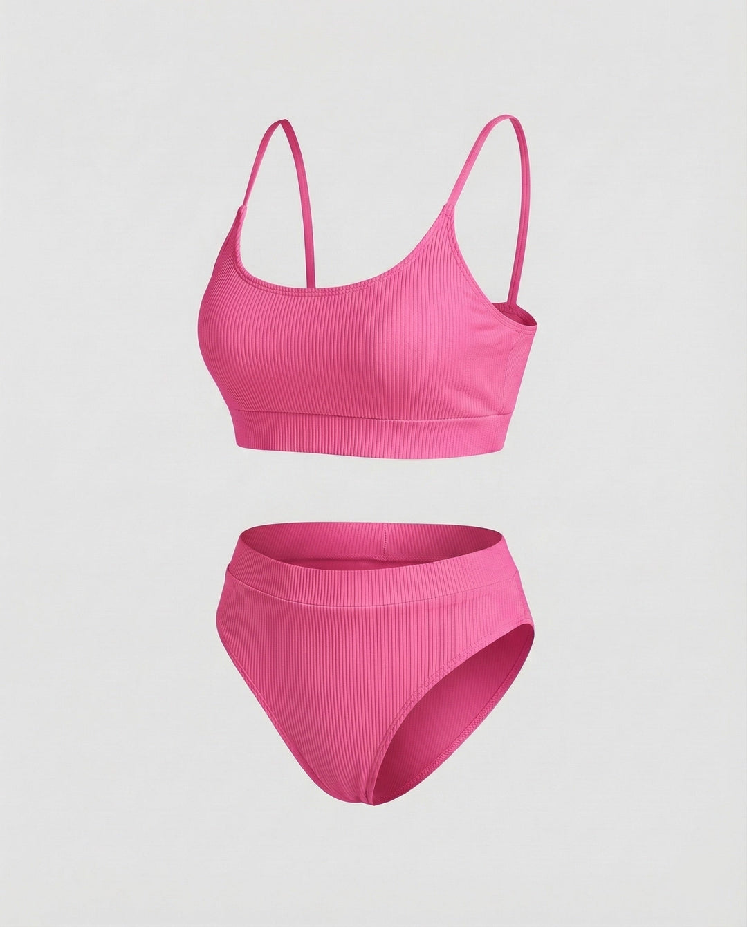 Ladies Rib Bikini Set Spaghetti Strap Bustier