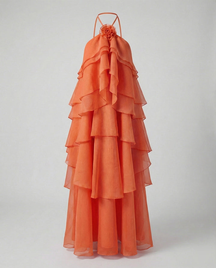 Women's summer dress short with ruffles