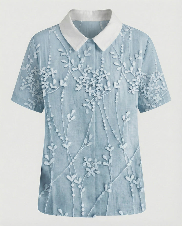 Ladies Blouse Linen Peter Pan Collar