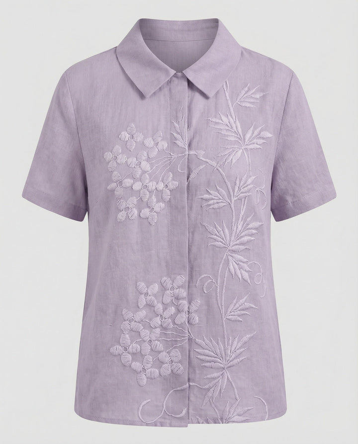Ladies Blouse Linen Peter Pan Collar
