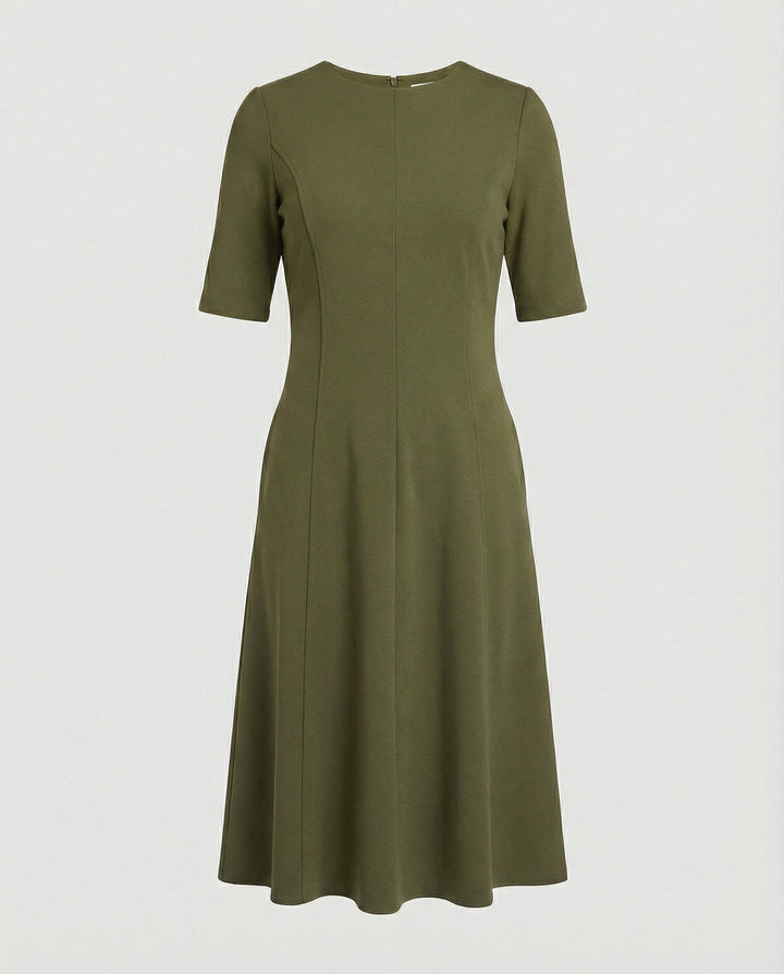 Ladies Midi Dress Elegant Half Sleeve