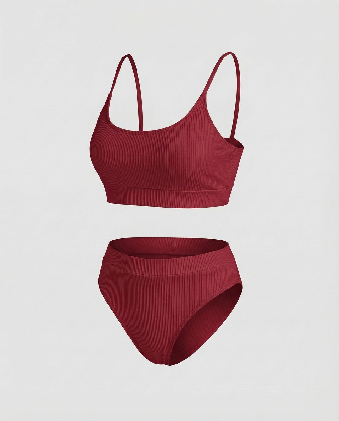 Ladies Rib Bikini Set Spaghetti Strap Bustier