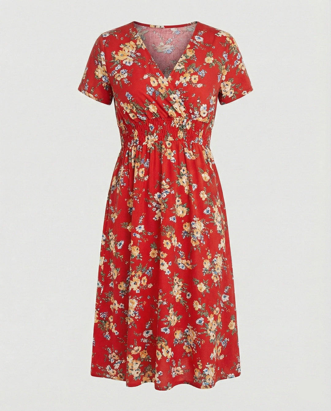 Women’s midi dress smocked waist