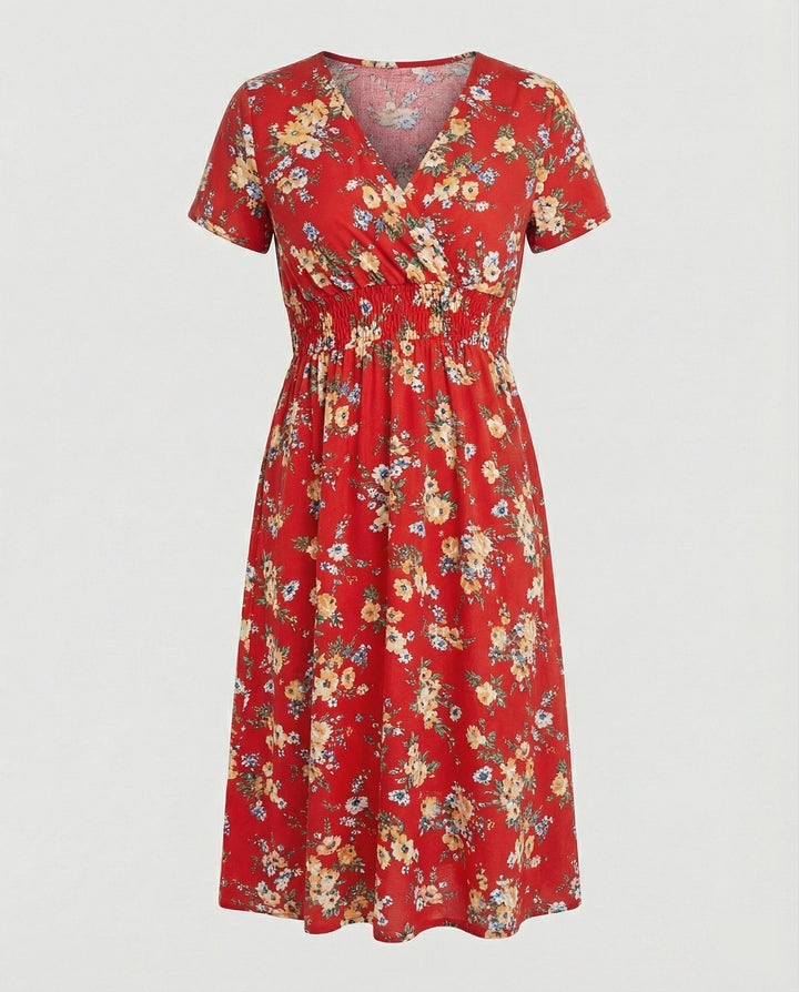 Women’s midi dress smocked waist