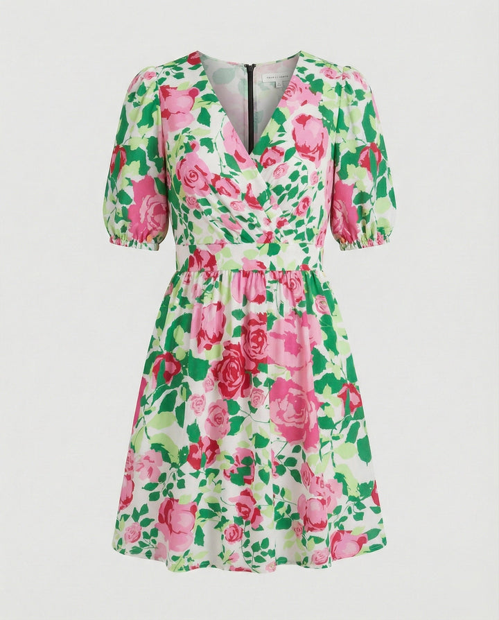 Ladies Mini Dress Floral Wrap Look