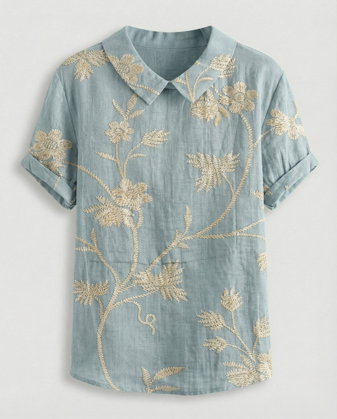 Ladies Blouse Linen Peter Pan Collar