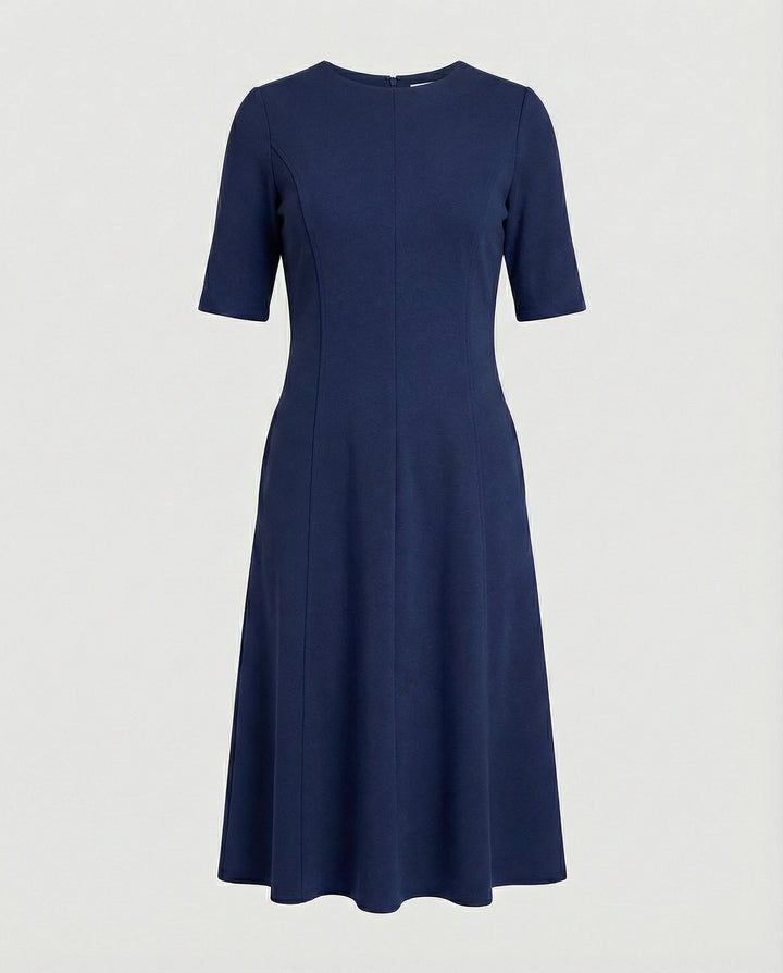 Ladies Midi Dress Elegant Half Sleeve