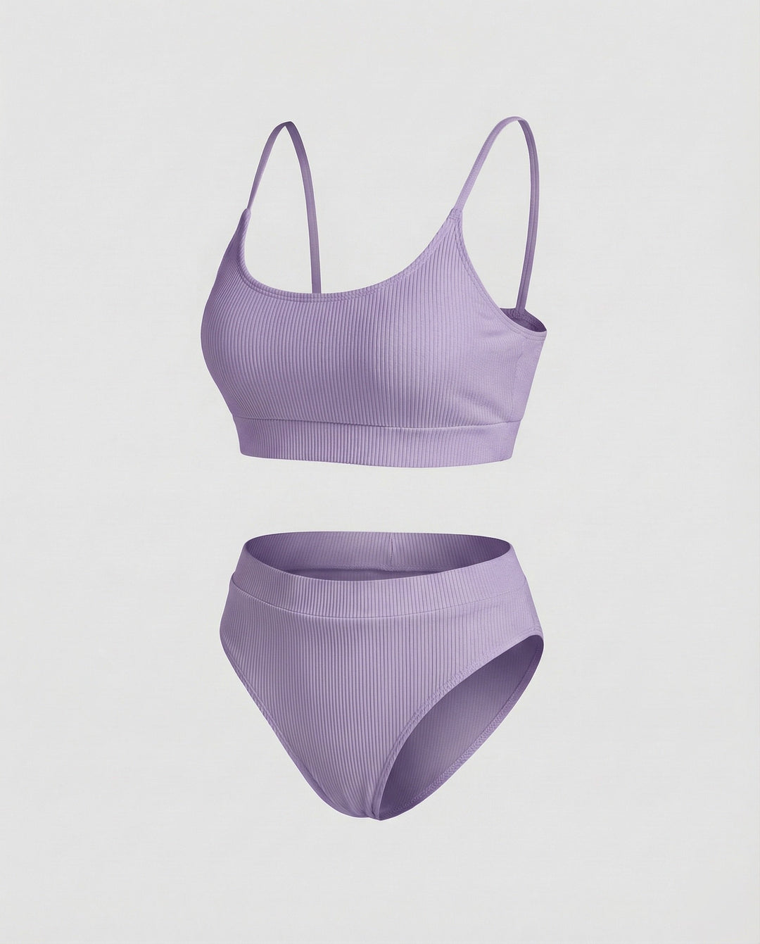 Women's Ribbed Bikini Set Spaghetti Strap Bustier