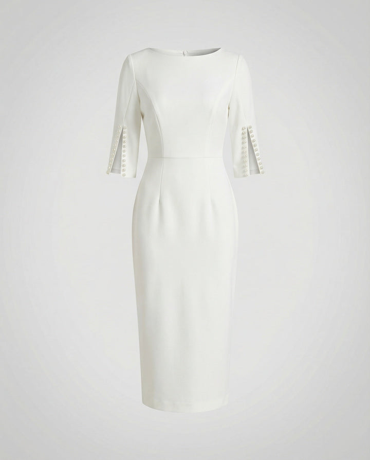 Ladies' Elegant Sheath Dress Pearls