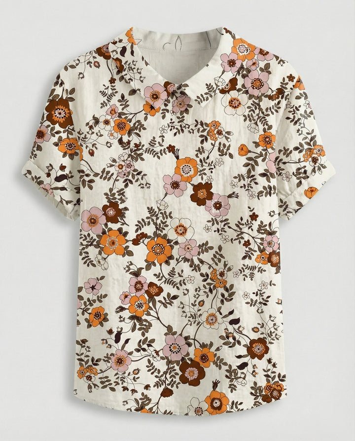 Ladies Blouse Linen Peter Pan Collar