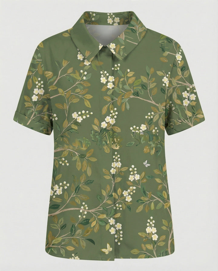 Ladies Blouse Linen Peter Pan Collar