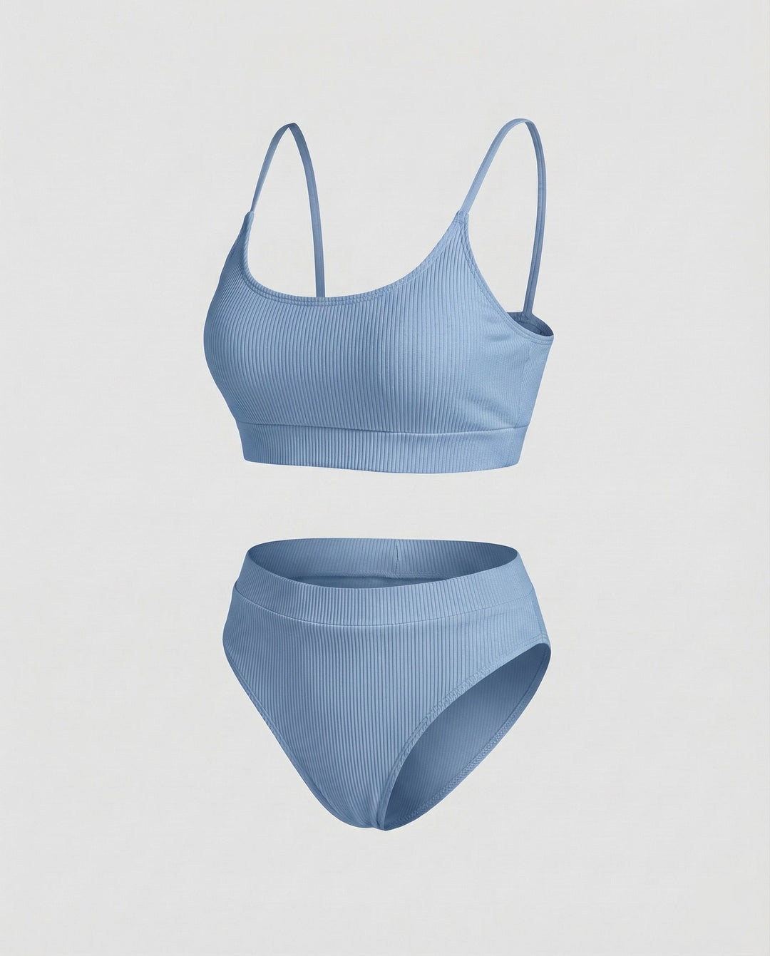 Ladies Rib Bikini Set Spaghetti Strap Bustier
