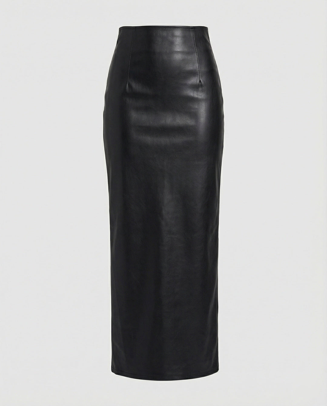 Women's fitted artificial leather midi skirt