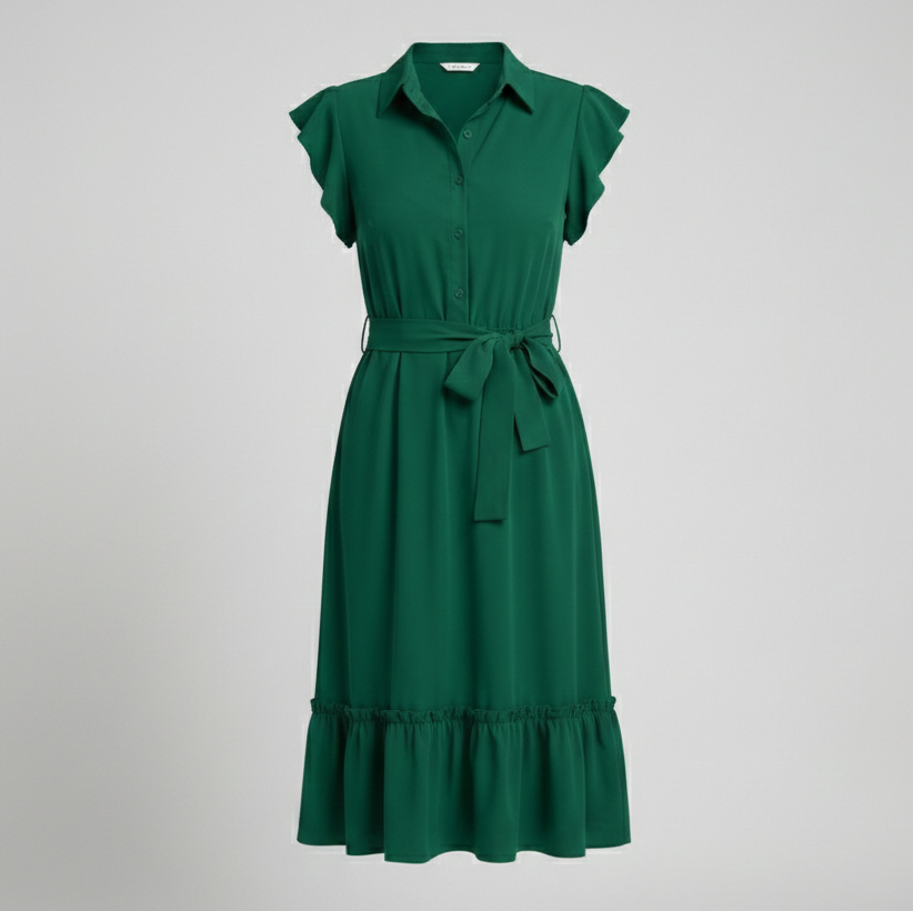 Ladies' midi dress elegant with stand-up collar