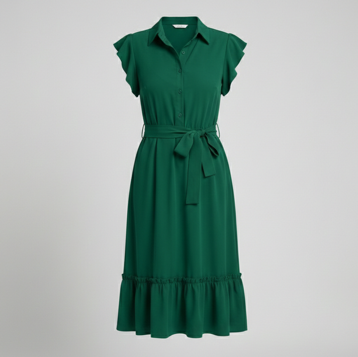 Ladies' midi dress elegant with stand-up collar