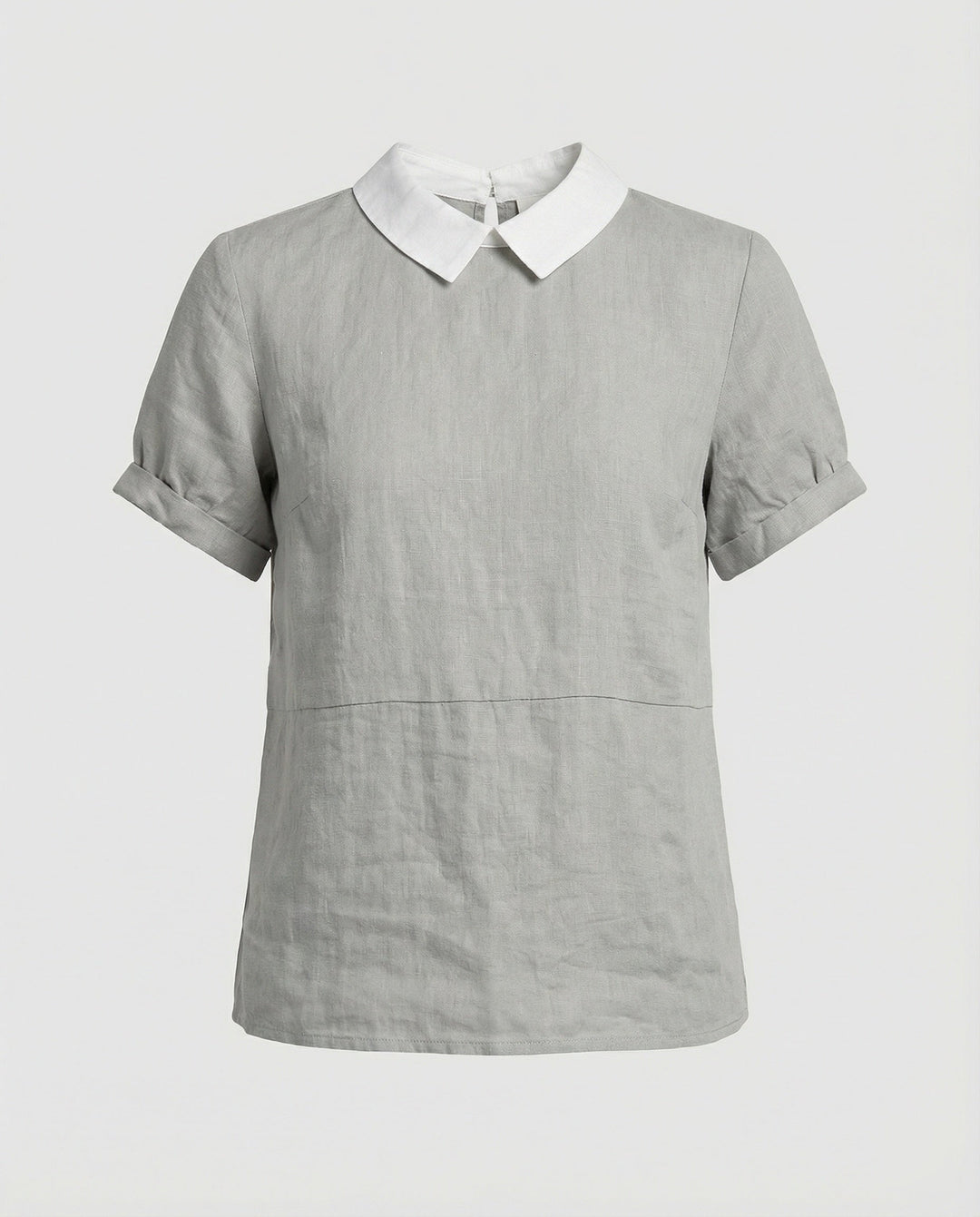 Ladies Blouse Linen Peter Pan Collar