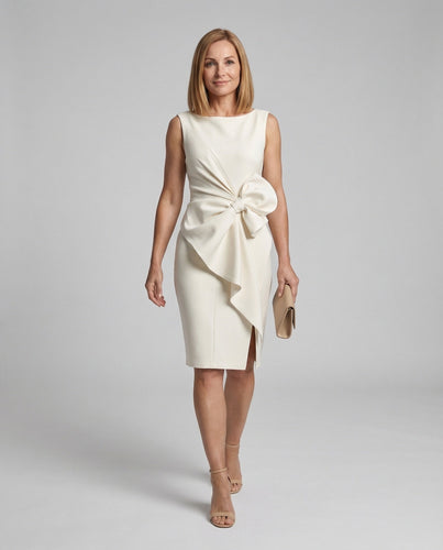 Satin Sheath Dress Asymmetrical Elegant Women