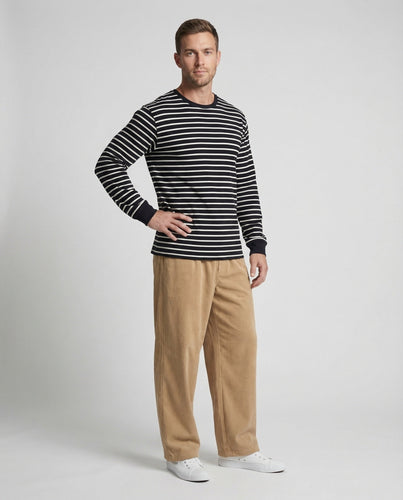 Unisex Cord Pants Wide Elastic Waistband