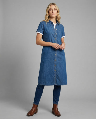 Women Oversize Jeans Shirt Dress