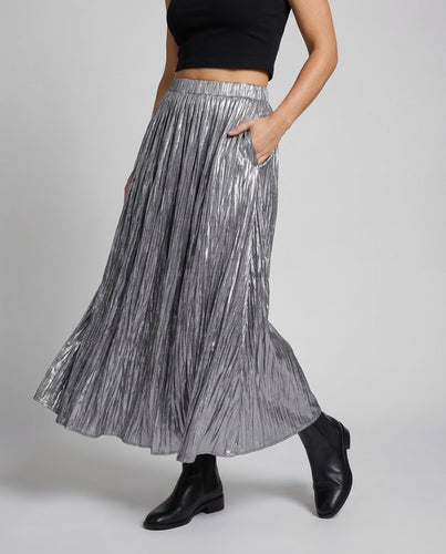 Ladies Wrinkle Effect Maxi Skirt Elastic Waistband