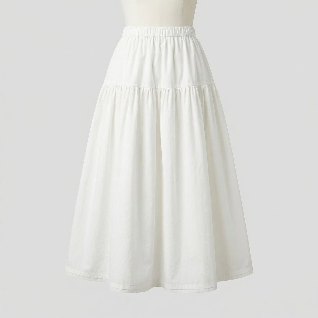 Ladies soft midi tiered skirt with elastic waistband