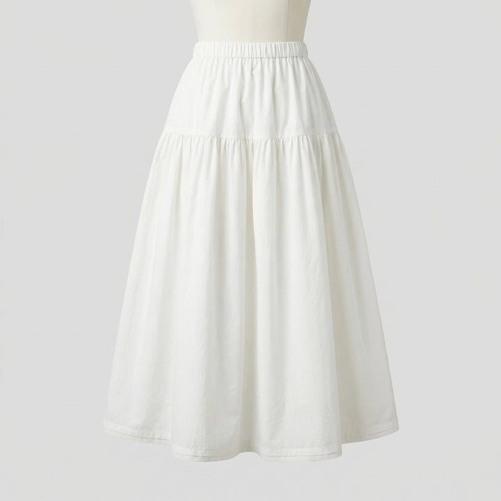 Ladies soft midi tiered skirt with elastic waistband
