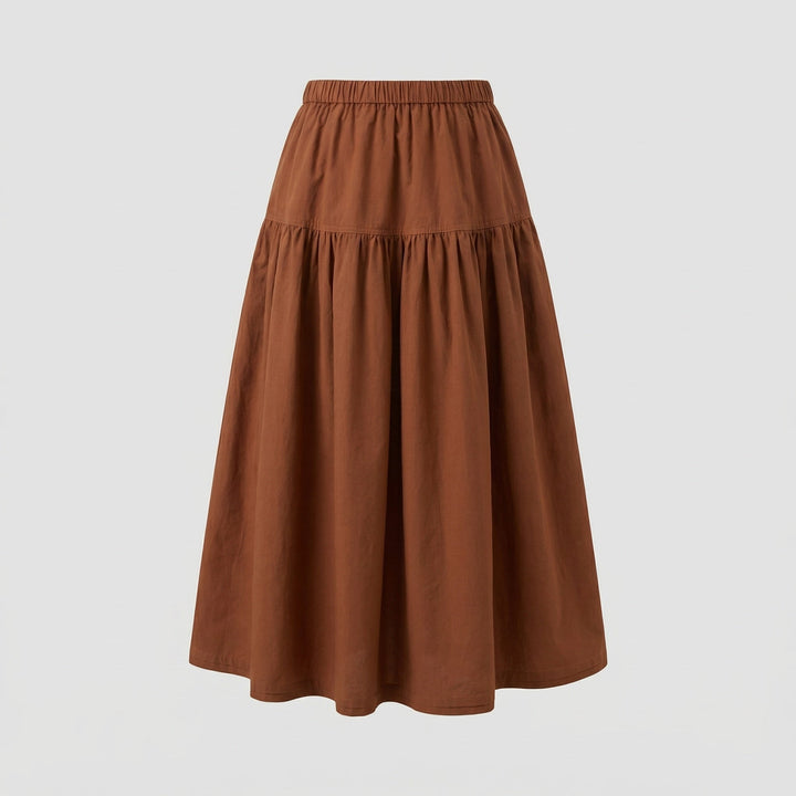 Ladies soft midi tiered skirt with elastic waistband